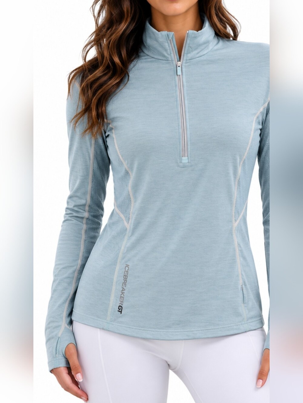 Icebreaker Small Performance200 Lightweight  Blue Quarter-Zip Pullover Active